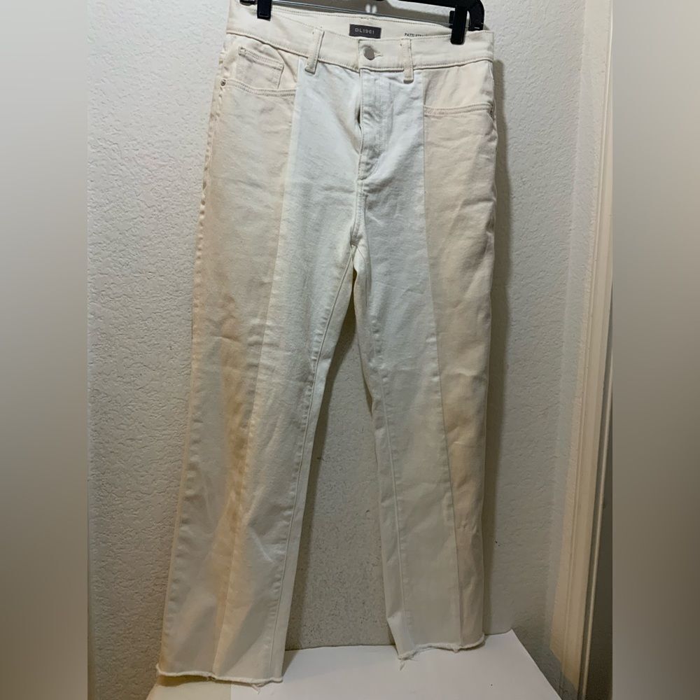 NEW DL1961 WOMEN'S patti straight high rise vintage ankle in ecru block /white